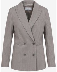 Peserico - Double-Breasted Striped Blazer - Lyst