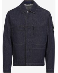 Stone Island - Denim Buttoned Jacket - Lyst