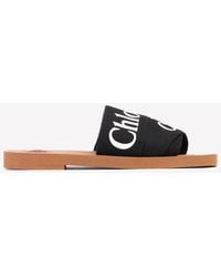 Chloé - Woody Flat Linen Sandals - Lyst