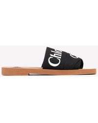 Chloé - Woody Linen Flat Sandals - Lyst