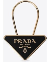 Prada - Enameled Metal Triangle Logo Key-Ring - Lyst