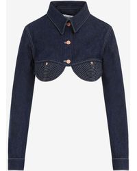 Jean Paul Gaultier - Corset-Style Denim Cropped Jacket - Lyst