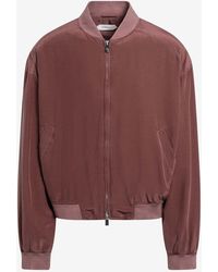 Versace - Silk Zip-Up Bomber Jacket - Lyst