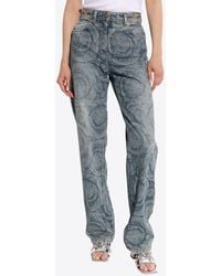 Versace - Barocco Motif Mid-Rise Jeans - Lyst