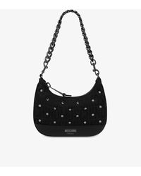 Moschino - All-Over Logo Shoulder Bag With Rhinestones - Lyst
