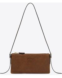 Miu Miu - Mini Logo Embossed Leather Shoulder Bag - Lyst