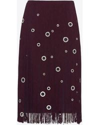 Prada - Eyelet-Embellished Fringed Skirt - Lyst