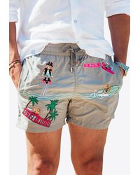 Les Canebiers - All-Over Saint-Barth Embroidered Swim Shorts - Lyst