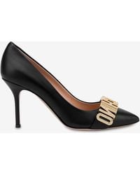 Moschino - 85 Crystal Embellished Logo Pumps - Lyst