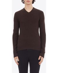 Ferragamo - V-Neck Long-Sleeved Sweater - Lyst