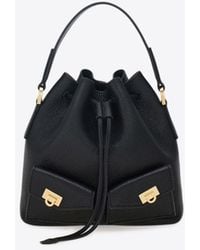 Ferragamo - Multi-Pocket Leather Bucket Bag - Lyst