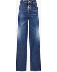DSquared² - Cotton Wide-Leg Distressed Jeans - Lyst