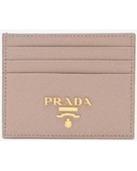 Prada - Logo-Plaque Leather Cardholder - Lyst