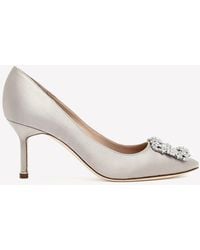 Manolo Blahnik - Hangisi 70 Crystal Buckle Satin Pumps - Lyst