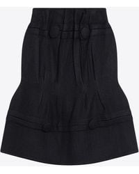 Prada - Chevron Wool Midi Skirt - Lyst