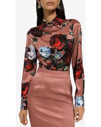 Dolce & Gabbana - Vintage Rose Print Silk Shirt - Lyst