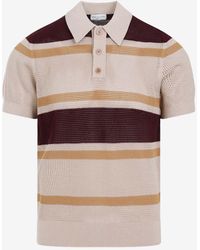 Dries Van Noten - Striped Knitted Polo T-Shirt - Lyst