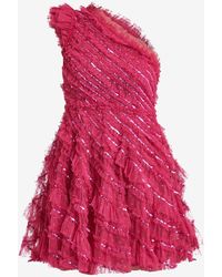 Needle & Thread - Spiral Sequin One-Shoulder Mini Dress - Lyst