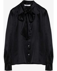 Alessandra Rich - Bow Collar Silk Shirt - Lyst