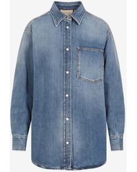 Gucci - Washed-Out Logo-Plaque Denim Shirt - Lyst