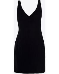 Emporio Armani - V-Neck Velvet Mini Dress - Lyst