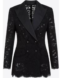 Dolce & Gabbana - Double-Breasted Lace Blazer - Lyst