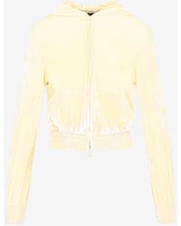 Balenciaga - Velvet Zip-Up Hooded Sweatshirt - Lyst