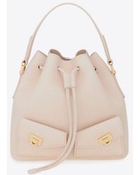 Ferragamo - Multi-Pocket Leather Bucket Bag - Lyst