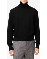 Ami Paris - Ami De Coeur Turtleneck Wool Sweater - Lyst