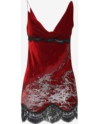 Roberto Cavalli - Lace-Trimmed Mini Dress - Lyst