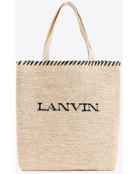 Lanvin - Logo Raffia Tote Bag - Lyst