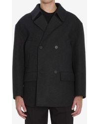 Fendi - Double-Breasted Wool Pea Coat - Lyst