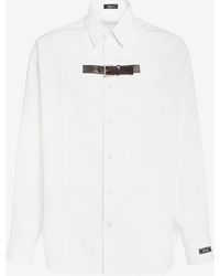 Versace - Long-Sleeved Shirt With Leather Strap Detail - Lyst