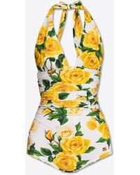 Dolce & Gabbana - Floral One-Piece Swimsuit - Lyst