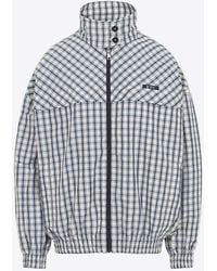 Prada - Gingham Check Zip-Up Jacket - Lyst