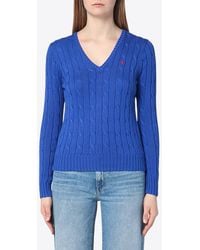 Polo Ralph Lauren - Cable Knit V-Neck Sweater - Lyst