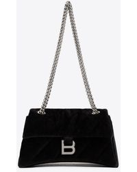 Balenciaga - Small Crush Velvet Shoulder Bag - Lyst