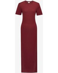Saint Laurent - Wool Knit Maxi T-Shirt Dress With High-Slit - Lyst