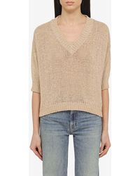 Roberto Collina - Knitted V-Neck Sweater - Lyst