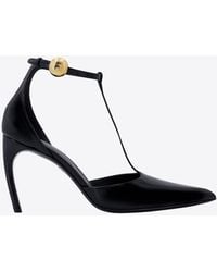 Ferragamo - Odette 85 Patent Leather T-Strap Pumps - Lyst