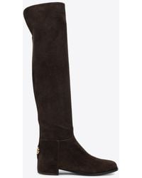 Dolce & Gabbana - Dg Logo Over-The-Knee Suede Boots - Lyst