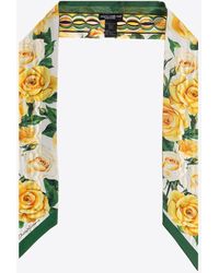 Dolce & Gabbana - Rose Print Silk Headscarf - Lyst
