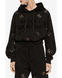 Dolce & Gabbana - All-Over Mesh-Logo Hooded Sweatshirt - Lyst
