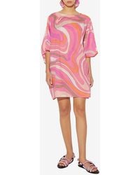 Emilio Pucci - Marmo-Print Mini Kaftan Dress - Lyst