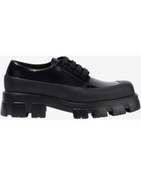 Prada - Monolith Brushed Leather Lace-Up Shoes - Lyst