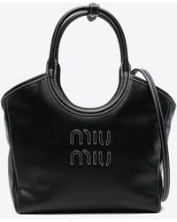 Miu Miu - Ivy Logo-Patch Calf Leather Tote Bag - Lyst