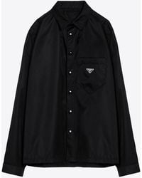 Prada - Triangle Logo Long-Sleeved Shirt - Lyst