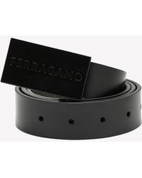 Ferragamo - Logo Plate Reversible Leather Belt - Lyst
