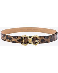 Dolce & Gabbana - Dg Girls Leopard Print Leather Belt - Lyst