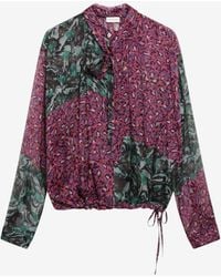 Dries Van Noten - Printed Patchwork Draped Blouse - Lyst